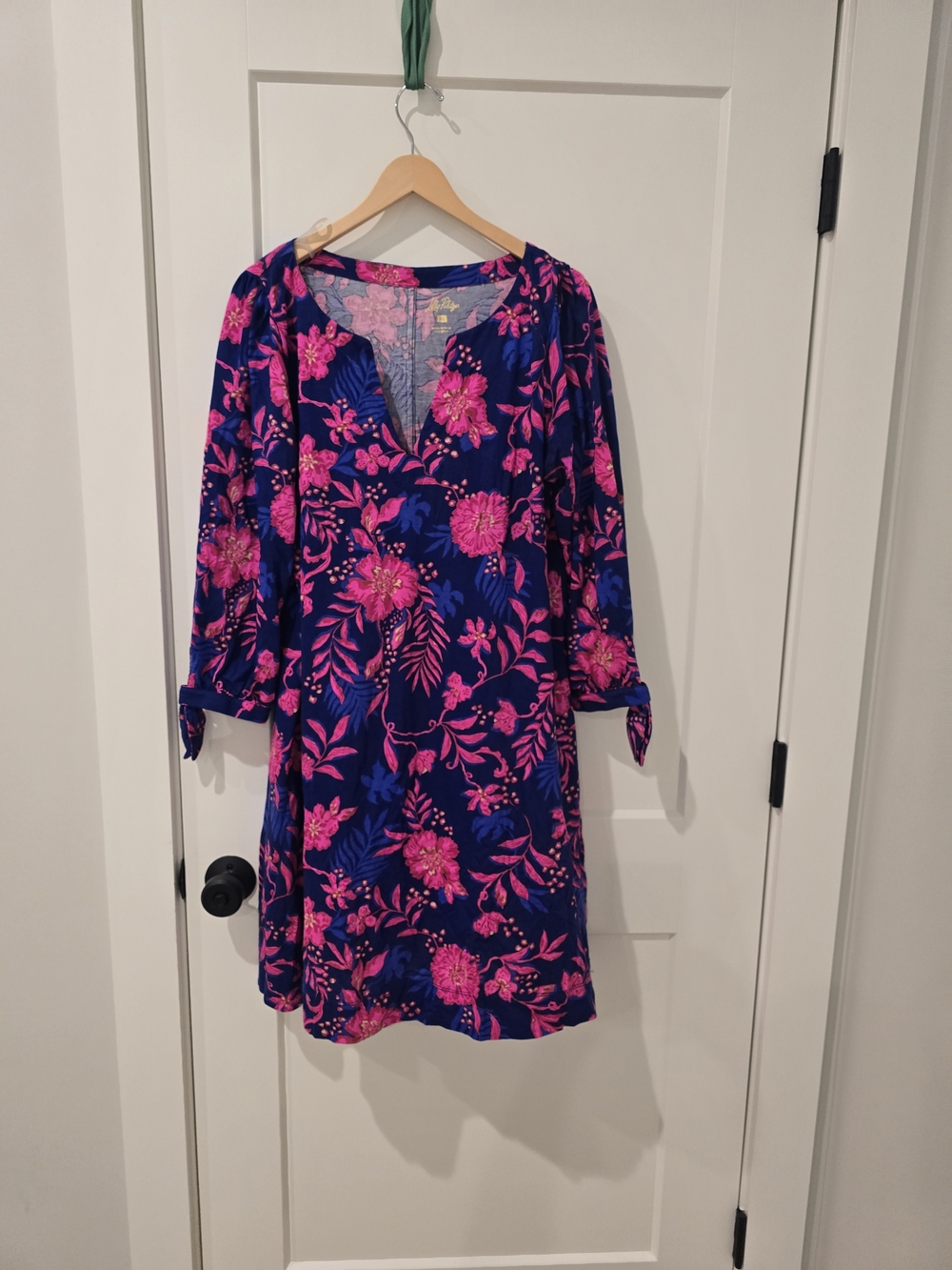 Lilly Pulitzer Navy Dress with Hot Pink Floral Print